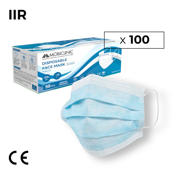 100 IIR Surgical Masks | Mobiclinic | 2 boxes of 50 pcs | 3 layers | Disposable