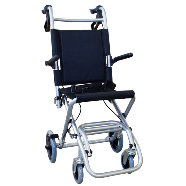 Mobiclinic Transit Wheelchair | Neptune | Aluminium | Foldable | Lightweight | Bag and Brakes | Maximum Weight 100 kg