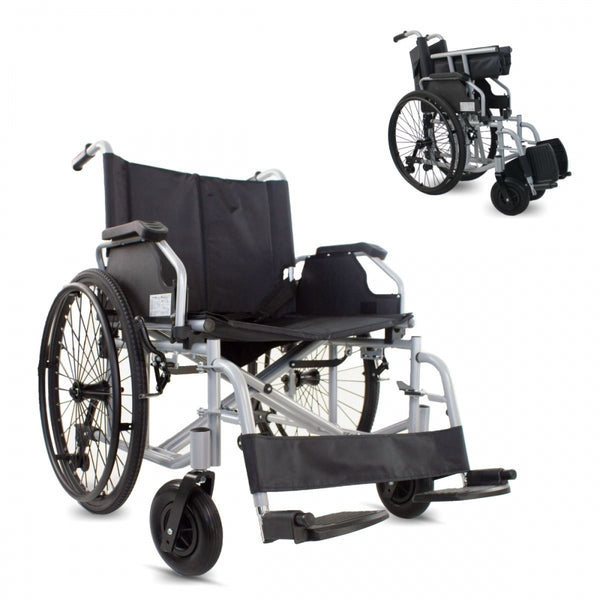 Bariatric wheelchair | Width 60cm | Up to 225kg | Removable wheels | Anti-tilt | Self-propelled | Plus 225 | Mobiclinic