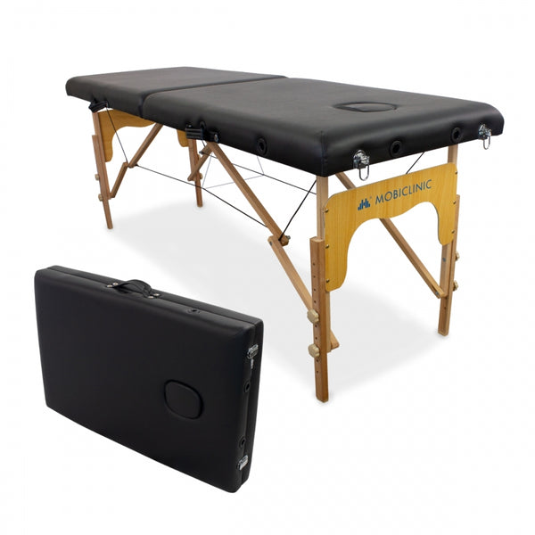 Folding table | Wood | Portable | 180x60 cm | Massage | Black | CM-01 BASIC | Mobiclinic