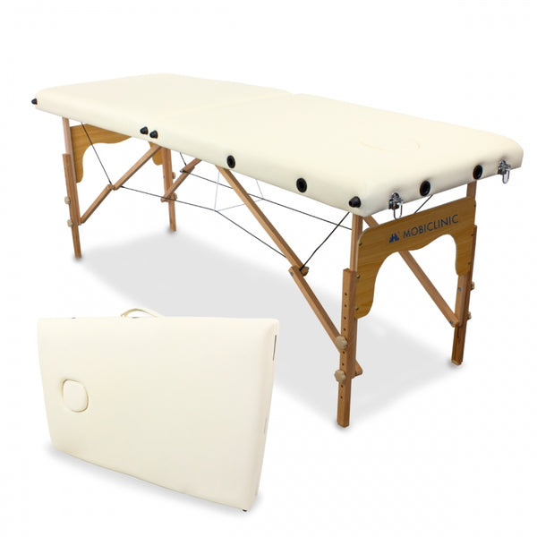 Folding table | Wood | Portable |180x60 cm | Massage | Crema | CM-01 BASIC | Mobiclinic