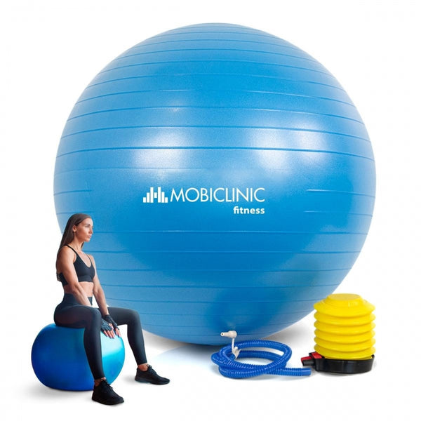 Pilates ball | 58 cm | Anti-slip | Anti-puncture | Including inflator | Washable | Blue | PY-01 |Mobiclinic
