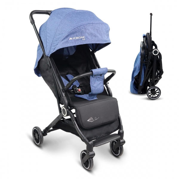Baby stroller | Compact | Foldable | Single lever | For traveling | Adjustable footrest | Blue | Trip | Mobiclinic