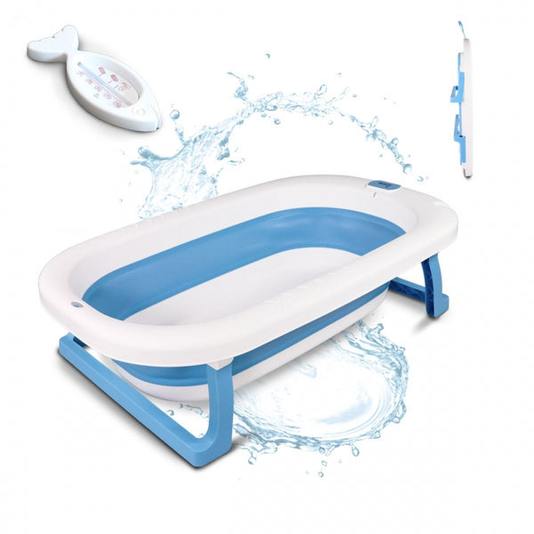 Baby bath pack | Children's bathtub | Foldable | Non-slip | Blue | Bath thermometer | Mercury-free | Mobiclinic