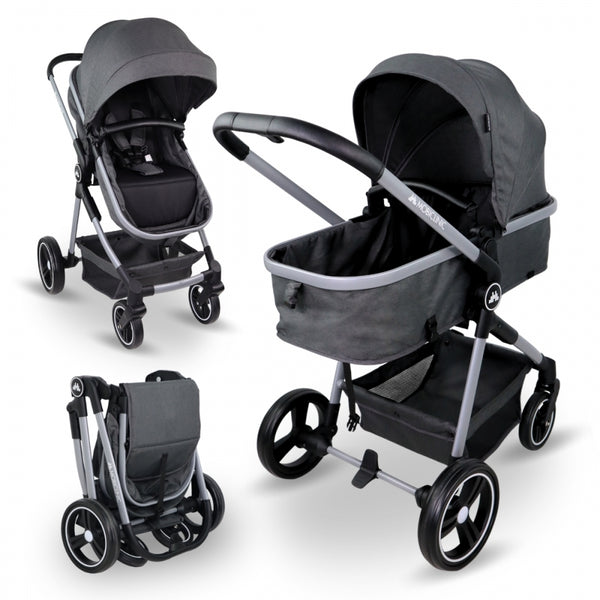 2-in-1 stroller |Ultra compact folding |Single lever |5-point harness |Removable bar |Max. 22kg |Gray |Nuit |Mobiclinic