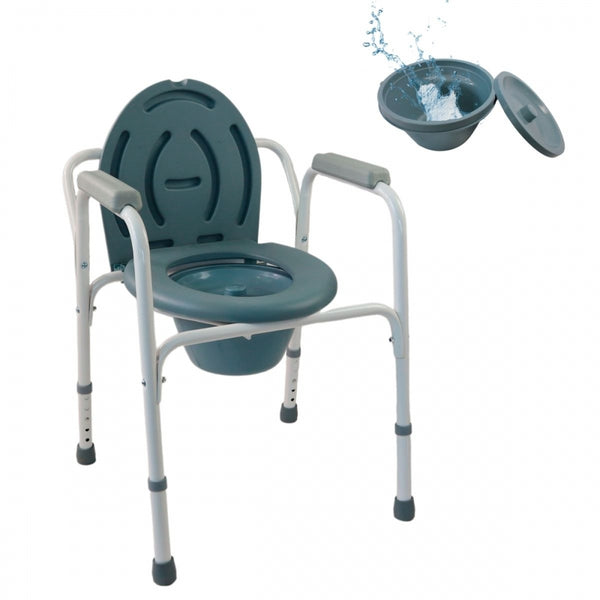 Mobiclinic Chair with WC/Toilet | Model: Arroyo | Chrome Steel | With Lid | Anti-Slip | Padded Armrests