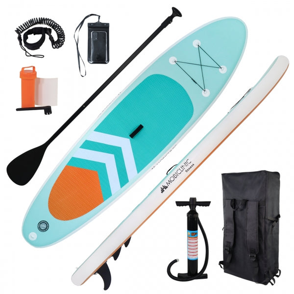 Inflatable paddle surf board | 320 x 83 cm | Adjustable paddle | Pump | Safety strap | Travel backpack | Lilo | Mobiclinic