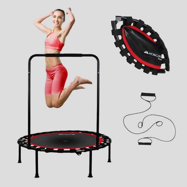 Round fitness trampoline |Foldable |Max 150kg |Adjustable armrest |Detachable | 101x101x118cm |Kangumobi |Mobiclinic