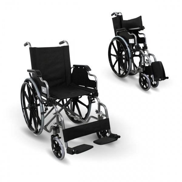 Mobiclinic, Foldable Wheelchair, Large Wheels, Orthopaedic, Foldable Armrests, Seat: 43 centimetres, Black, Giralda