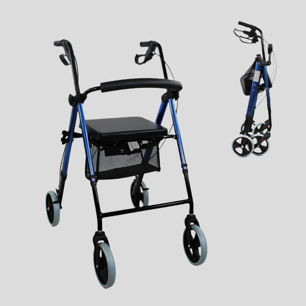 Mobiclinic Rollator Walker for Elderly | Model Hércules | 4 Wheeled Rollator with Brakes | Basket | Maximum Weight 100 kg