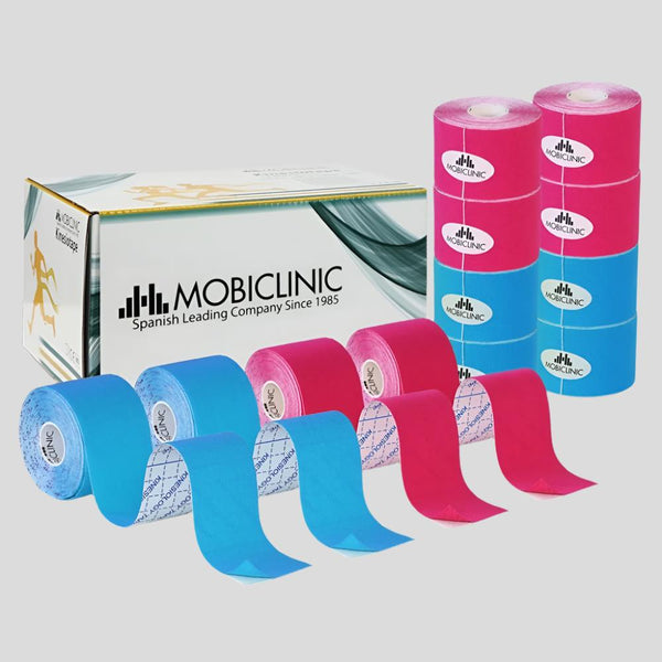 Pack of 2 Kinesiotape | Pink and Blue | Waterproof | Neuromuscular bandage | 5mx5cm | Mobitape | Mobiclinic