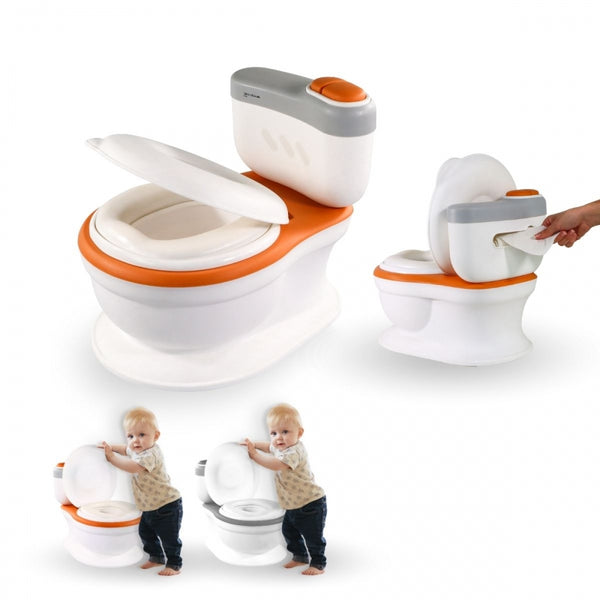 Inodoro infantil | Con sonido | Cubeta extraíble | De 1 a 6 años | Antideslizante | Naranja | ToiKid | Mobiclinic