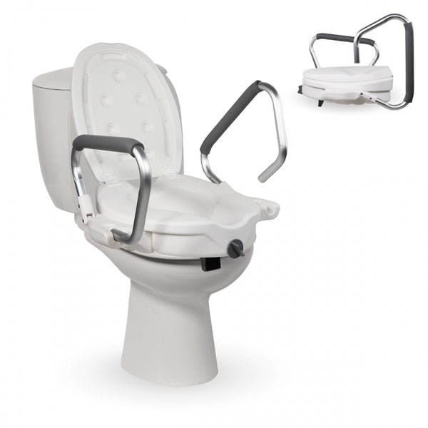 Toilet Seat Riser | Lid and Armrests | White | Model: Guadiana | Mobiclinic