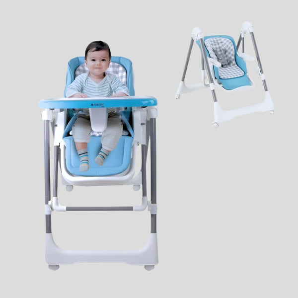 Rocking high chair | Foldable | With wheels and tray | Max. 15kg | 6-36 months | Adjustable | Blue | Nala | Mobiclinic