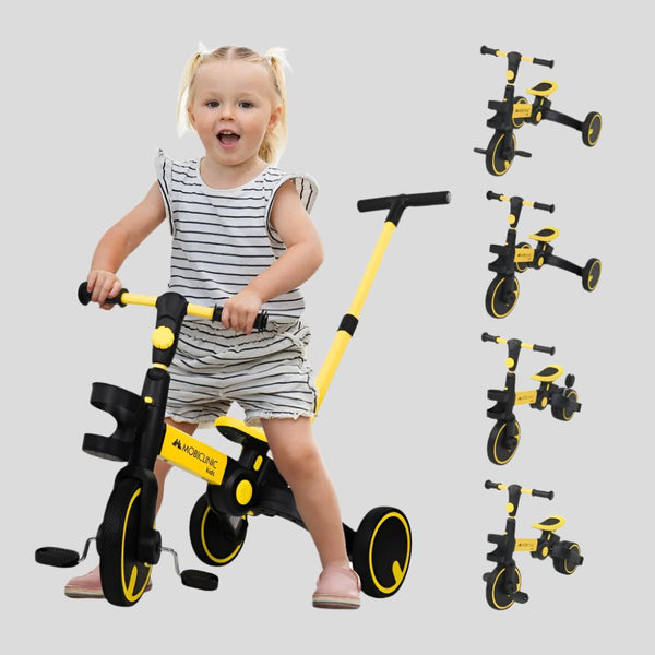 5 in 1 tricycle | Evolutionary | Adjustable seat handlebar | Max 25kg | Light | 1 a half year-5 years | Yellow | Mobiclinic