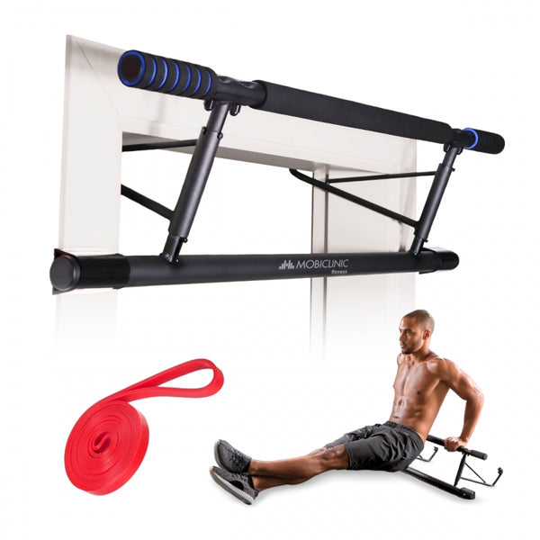 Pull Up Bar | Max 200kg | Adjustable | Coated Iron | No Tools | Elastics | Black and Blue | K5 | Mobiclinic