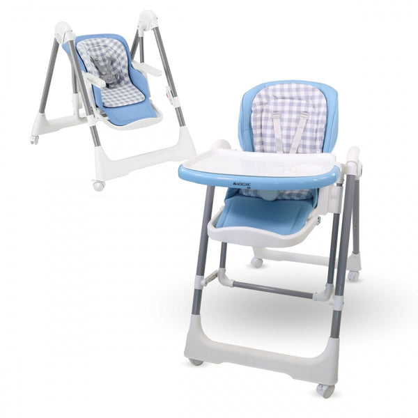 Rocking high chair | Foldable | With wheels and tray | Max. 15kg | 6-36 months | Adjustable | Blue | Nala | Mobiclinic