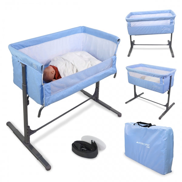 Co-sleeping cot | Height adjustable | Side opening | Up to 15 kg | Carrying bag | Easy assembly | Moon | Mobiclinic