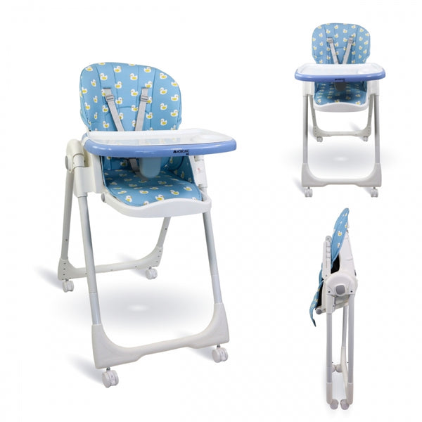 Highchair with wheels | Evolutionary | Adjustable height | Foldable | Removable tray | Harness | Duck | Simba | Mobiclinic