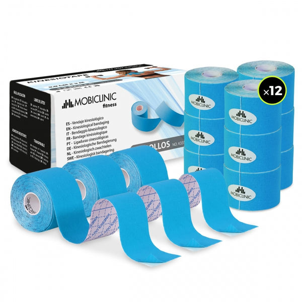 Display/Box of Kinesio Tape Kinesiology Bandages (12 units) | Mobiclinic | Blue