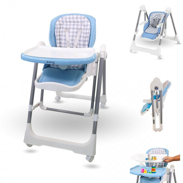 Rocking high chair | Foldable | With wheels and tray | Max. 15kg | 6-36 months | Adjustable | Blue | Nala | Mobiclinic