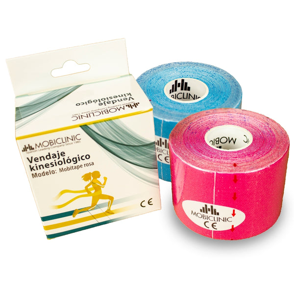 Pack of 2 Kinesiotape | Pink and Blue | Waterproof | Neuromuscular bandage | 5mx5cm | Mobitape | Mobiclinic