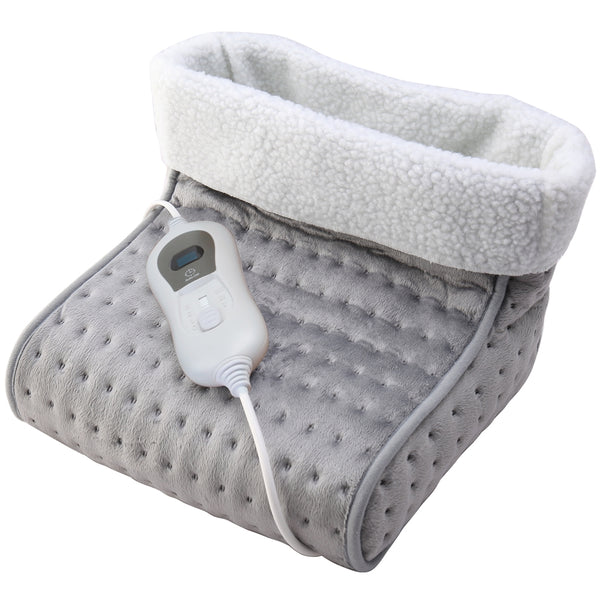 Electric foot warmer | Very low consumption | Minimum cost | Wool and fleece | 30x30x24 cm | Gray | Mobiclinic
