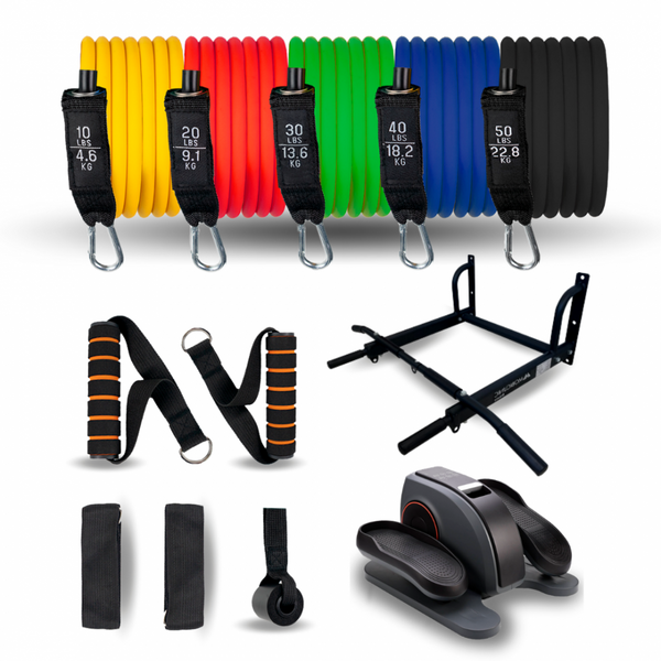 Home Gym Fitness Pack| Elastic tubes | Bottom bracket | Pull-up bar | Mobiclinic
