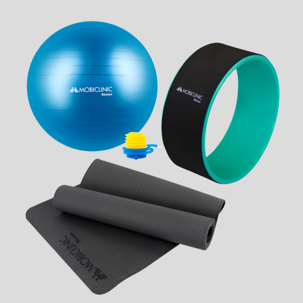 Yoga Pilates pack | Pilates ball | Yoga mat | Yoga wheel | Mobiclinic