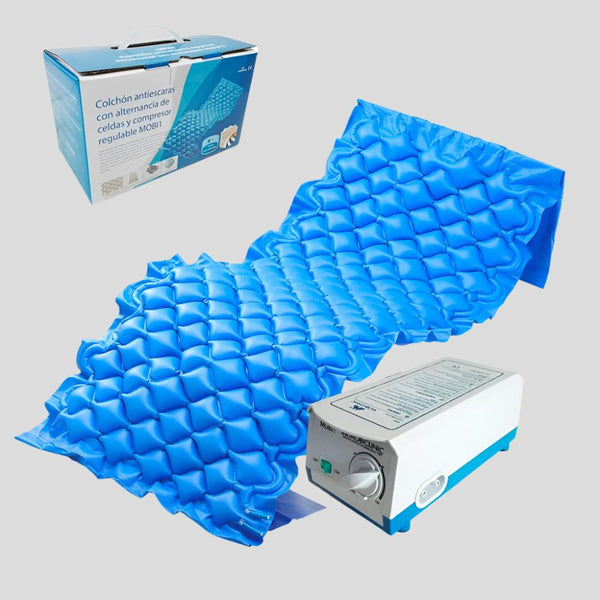 Air anti-decubitus Mattress| Cell and Compressor Alternations | Blue | Mobi 1 | Mobiclinic