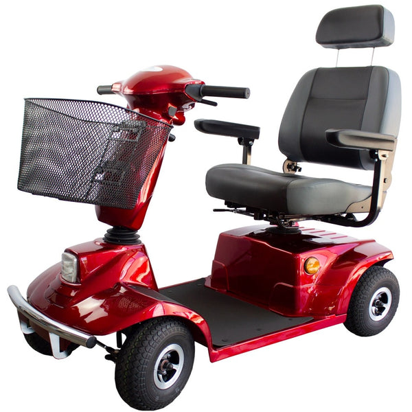 Electric Scooter 4 wheels for the elderly | Premium | Safety and Efficiency | Auton. 30 Km | 12V | Burgundy | Libra | Mobiclinic