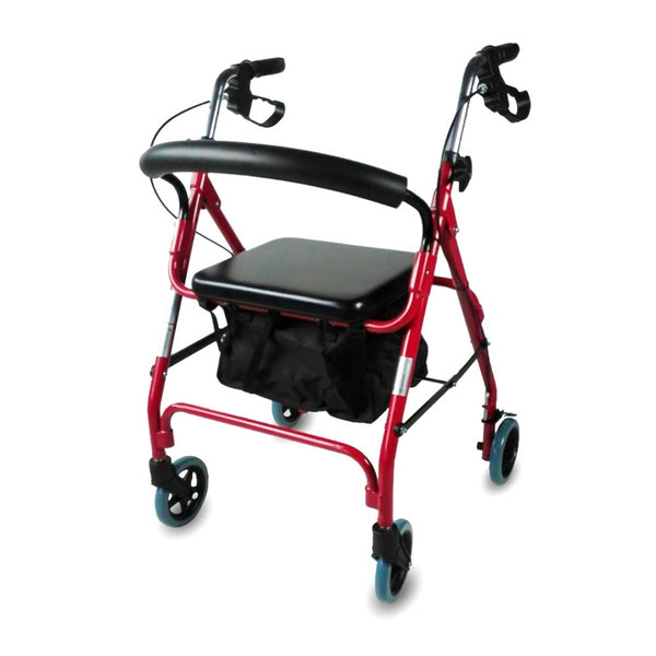 Mobiclinic Walker with 4 Wheels | Foldable and Height-Adjustable | Basket and Padded Seat | Sinagoga